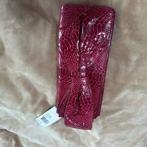 Nine West Burgundy Fuschia Snakeskin Clutch NWT